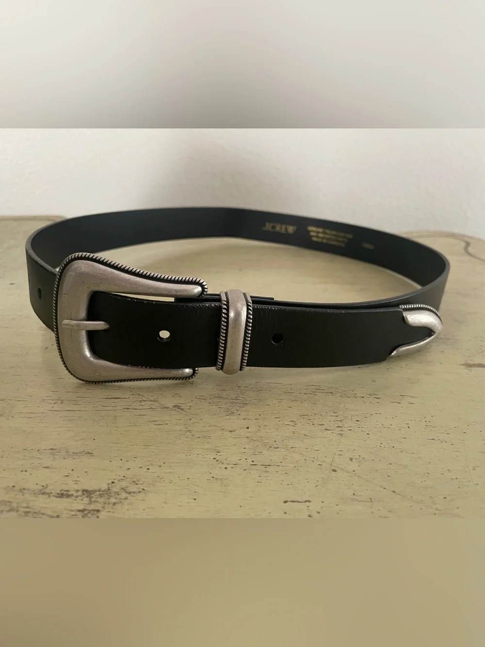 J. CREW Western buckle belt in Black Leather Size S CR829